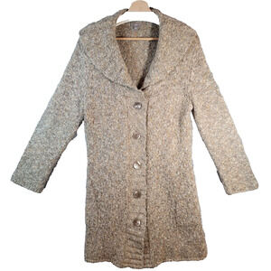 J. Jill Alpaca Blend Cardigan Button Down Knit Long Gold Size Large Comfy BOHO